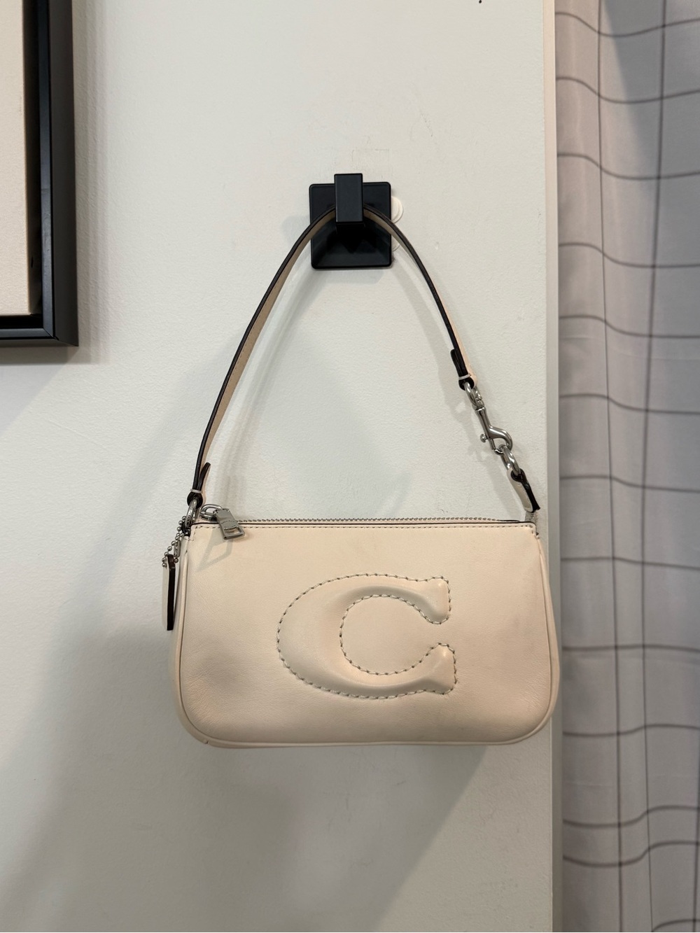 Coach Nolita 19 Leather Shoulder Bag- Cream/Silver